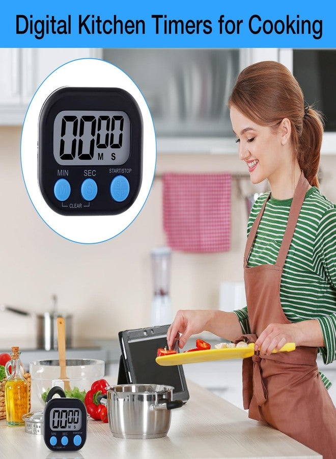 Leumoi 24 Pcs Digital Kitchen Timers Magnetic Back Timers Bulk Large Screen Loud Alarm On/Off Switch Minute Second Count up Countdown Memory Setting for Cooking Classroom Exercise(Black and Blue) - Image 5